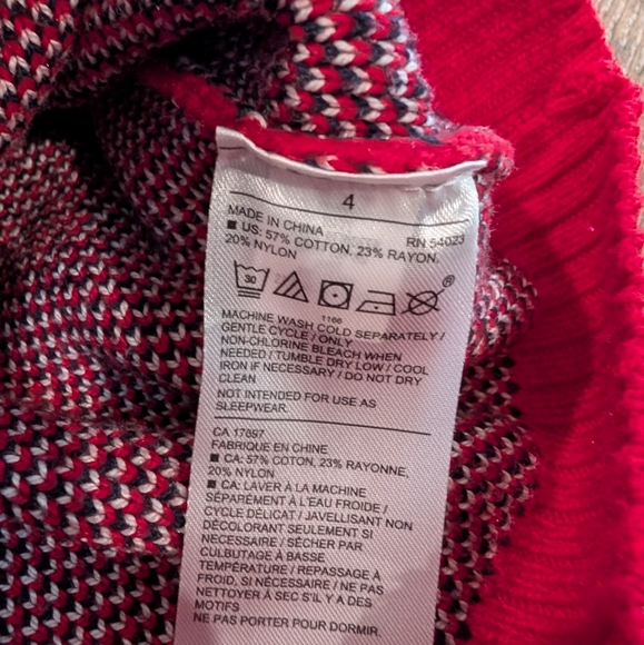 Janie and Jack 4T Toddler Girl Red Reindeer Sweater Christmas Holiday Turtleneck - Picture 4 of 4